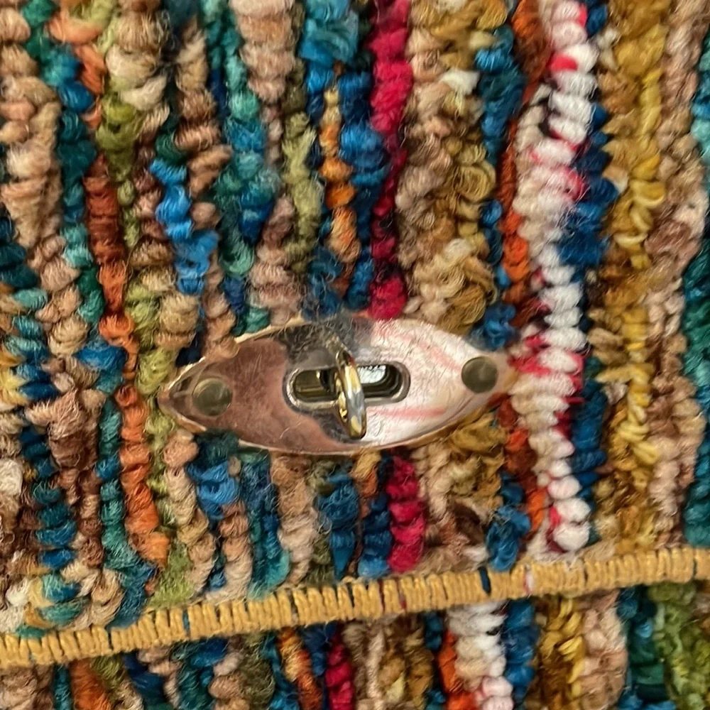 Jerry Terrence vintage carpet bag the original gold hardware brown strap multi - Picture 2 of 15